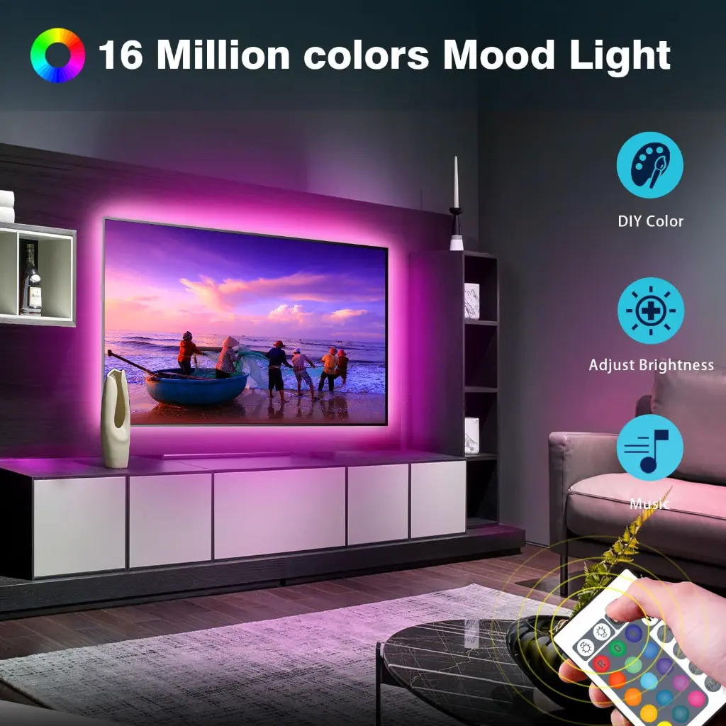 USB Mood Light for TV & Room ( App, Remote, Music ) B 2.webp