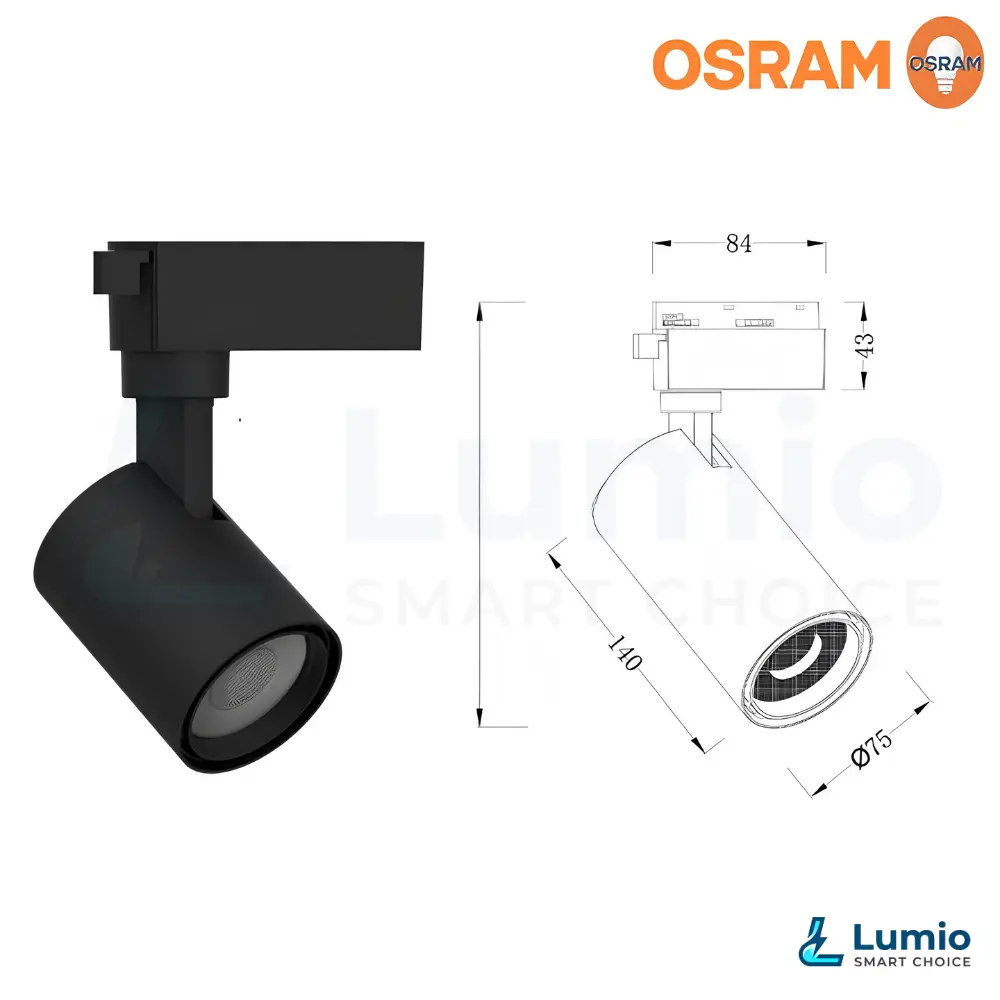Osram 30W LED Track Light CRI-90 Flicker Free 2 Years Warranty BK 2.webp