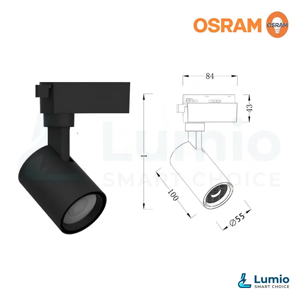 Osram 12W LED Track Light CRI-90 Flicker Free 2 Years Warranty BK 2.webp