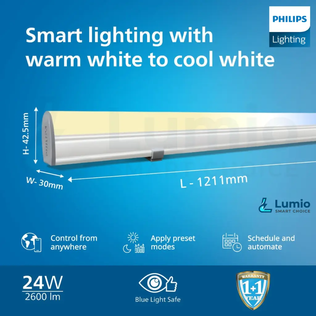Philips Smart WiFi Batten 24w Tube Light 2600lm 4ft WhiteTun Original 3.webp